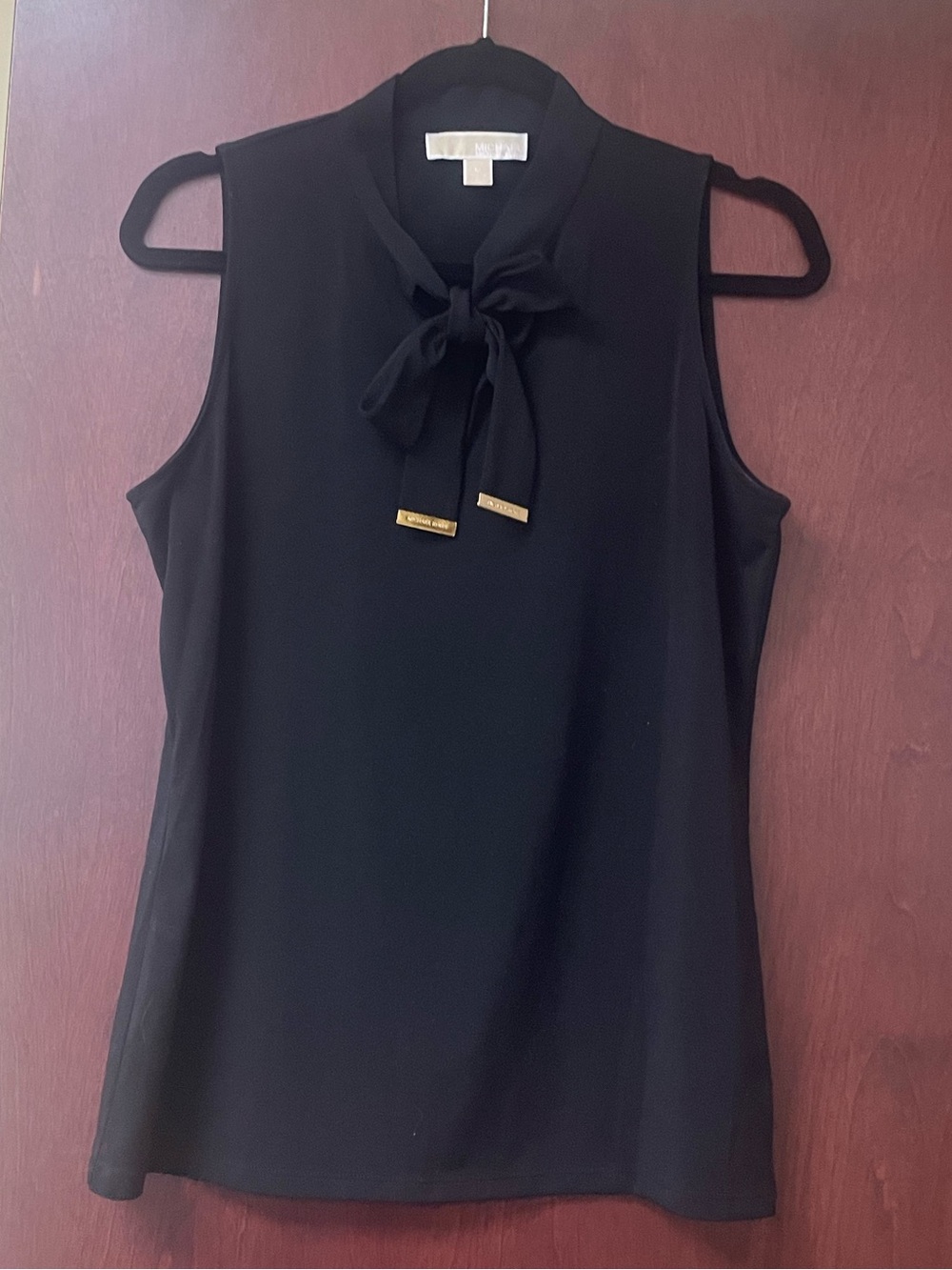 Michael Kors Women’s Black Sleeveless Tie-Neck top Size Medium
